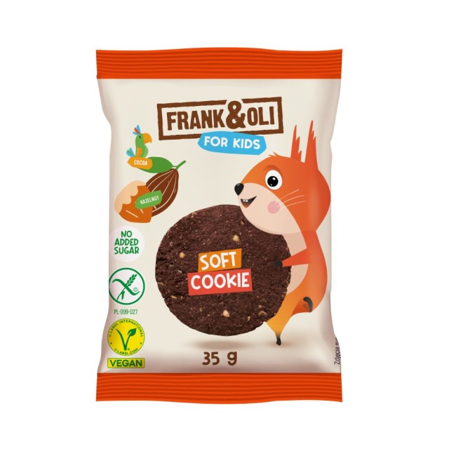 Frank & Oli for Kids Soft Cookie Hazelnut & Cocoa Μαλακό Μπισκότο με Κακάο & Φουντούκια 35gr product photo