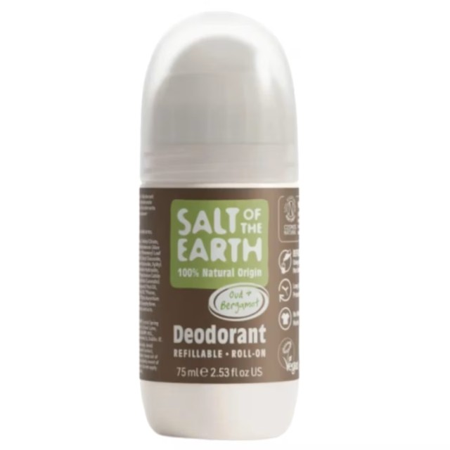 Salt of the Earth Vegan Αποσμητικό Roll-On Επαναγεμιζόμενο Oud & Bergamot 75 ml product photo