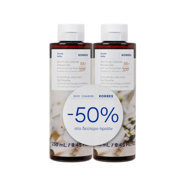 Korres Promo White Blossom Shower Gel Αφρόλουτρο Λευκά Άνθη 2x250ml -50% Στο 2ο Προϊόν product photo