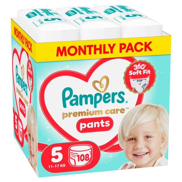 Pampers Monthly Pack Premium Care Pants Μέγεθος 5 (11-17kg) 108 Πάνες-Βρακάκι product photo