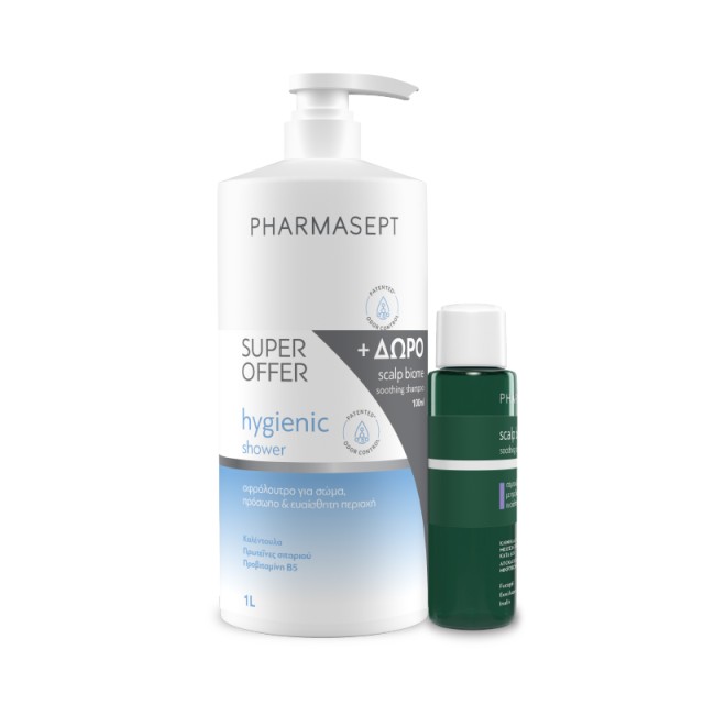 Pharmasept Promo Hygienic Shower Gel 1L & Δώρο Scalp Biome Soothing Shampoo 100ml product photo