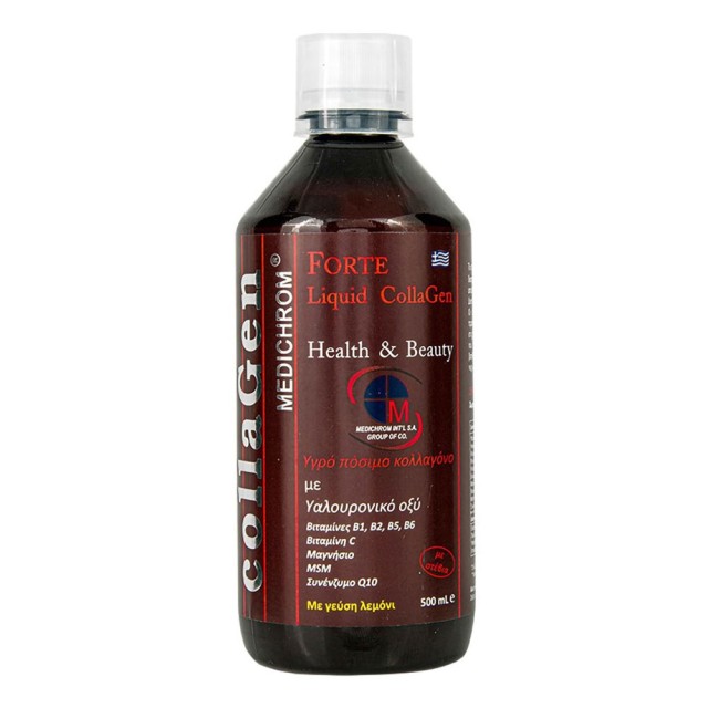 Medichrom Forte Liquid Collagen Υγρό Πόσιμο Κολλαγόνο με Υαλουρονικό Οξύ με Γεύση Λεμόνι 500ml product photo