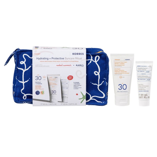 Korres Promo Yoghurt Sunscreen Face Cream Protect & Hydrate Spf30, 50ml & Δώρο Foaming Cream Cleanser with Pre + Probiotics 20ml & Νεσεσέρ product photo