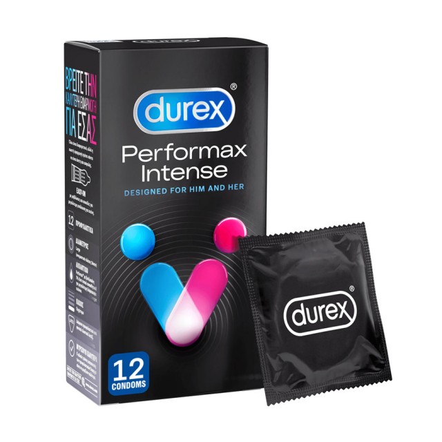 Durex Προφυλακτικά Με Κουκκίδες Ραβδώσεις και Επιβραδυντικό Τζελ Performax Intense 12 Τεμάχια product photo