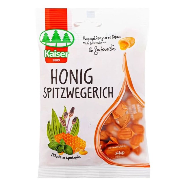 Kaiser Honig & Spitzwegerich Καραμέλες για το Βήχα με Γεύση Μέλι & Πεντάνευρο  90gr product photo