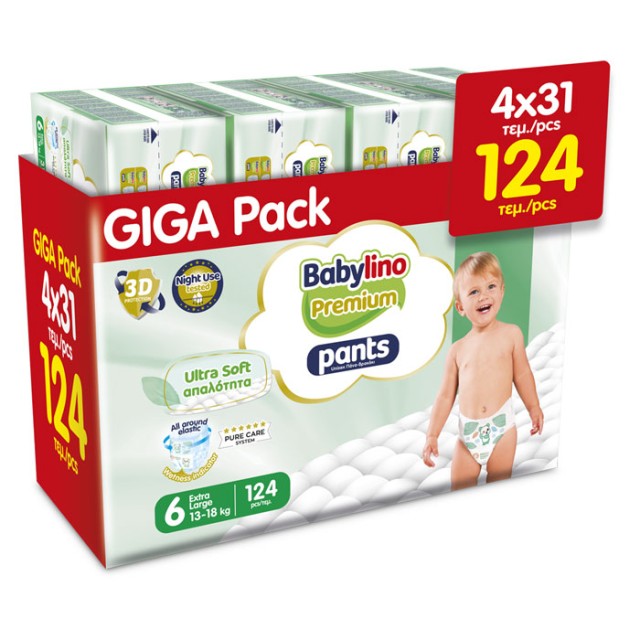 Babylino Premium Ultra Soft Pants Νο6 Extra Large (13-18Kg) 124 τεμ product photo
