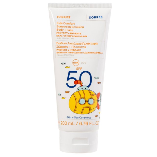 Korres Yoghurt Kids Comfort Sunscreen Emulsion for Face & Body Spf50, 200ml product photo