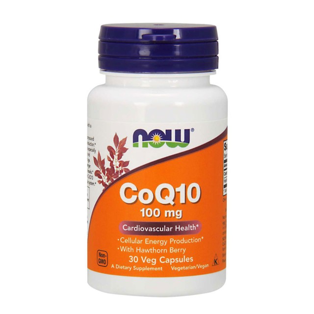 Now Foods CoQ10 100mg With Hawthorn Berry Συμπλήρωμα για Υγιές Καρδιαγγειακό Σύστημα με Αντιοξειδωτική Δράση 30veg.caps product photo