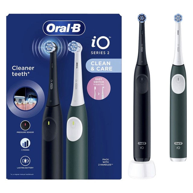 Oral-B Promo iO Series 2 Clean & Care Electric Toothbrush Black & Dark Green 2τεμ product photo