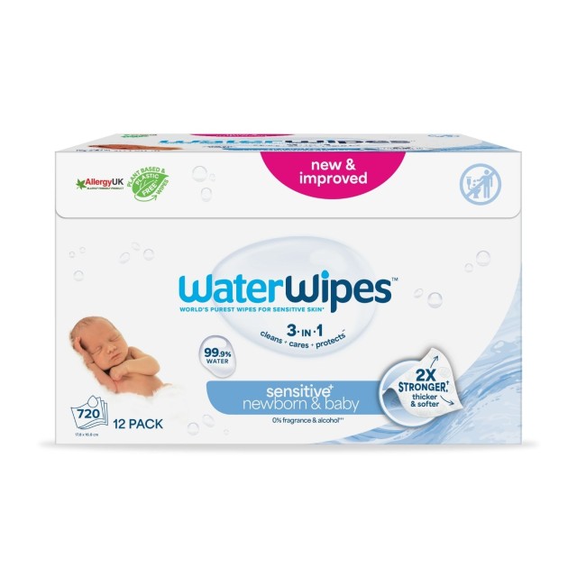 WaterWipes 100% Άοσμα Μωρομάντηλα με 99,9% Νερό Ηλικίες 0+, (12x60τεμ), 720 Μαντηλάκια product photo