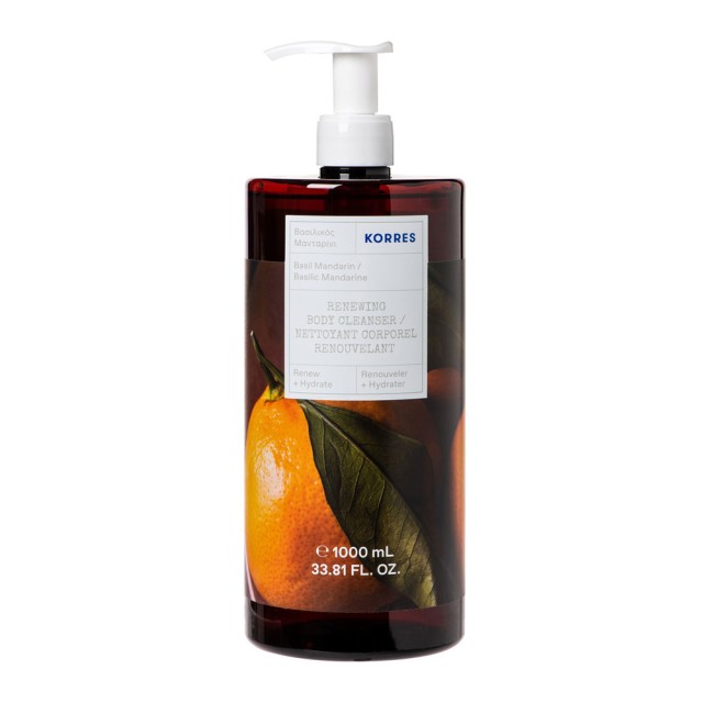 Korres Renewing Body Cleanser Basil & Mandarin 1000ml product photo