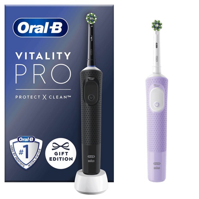 Oral-B Vitality Pro Duo Protect X Clean Electric Toothbrush Black 1τεμ & Δώρο Lilac Mist 1τεμ product photo