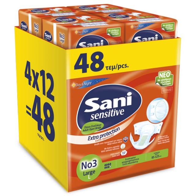 Sani Sensitive Monthly Pack No3 Large Ανοιχτή Πάνα Ακράτειας (4x12 τεμ) 48τεμ product photo