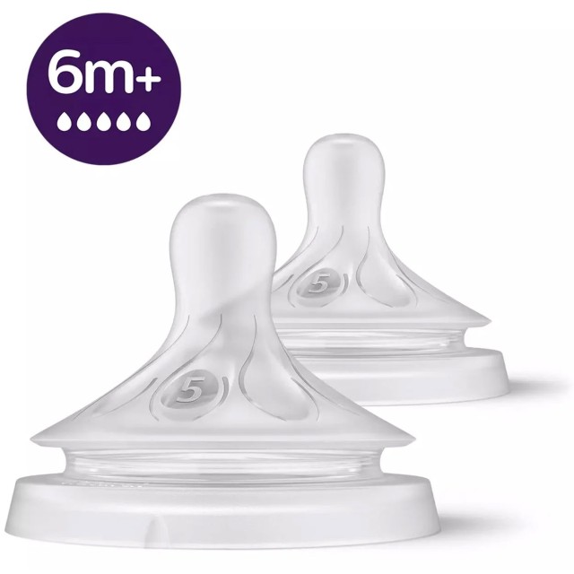 Philips Avent Natural Response Teat Θηλή Μαλακής Σιλικόνης 6m+, 2 Τεμάχια - Κωδ SCY965/02 product photo