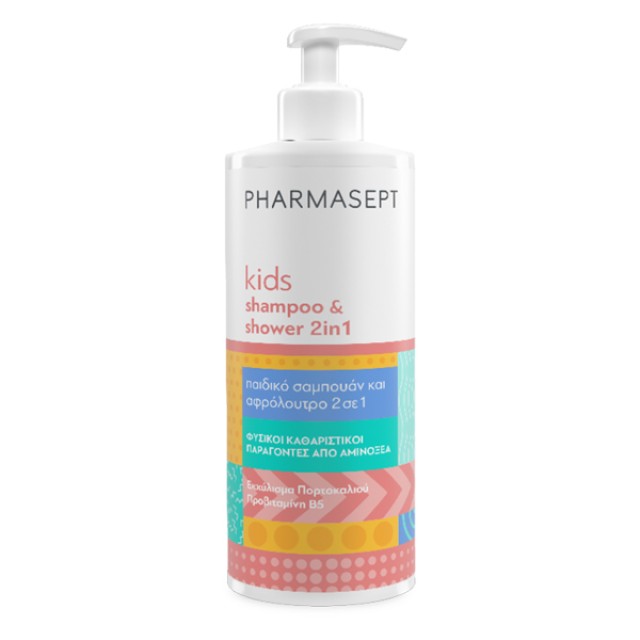 Pharmasept Kids Shampoo & Shower 2 in 1 Απαλό Παιδικό Σαμπουάν & Αφρόλουτρο με Αντλία 500ml product photo