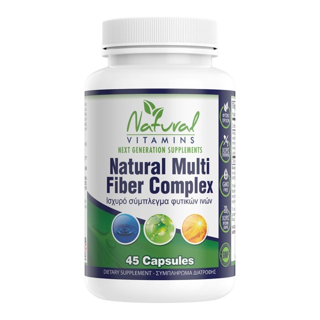 Natural Vitamins Natural Multi Fiber Complex Πολλαπλό Σύμπλεγμα Φυτικών Ινών 45 Κάψουλες product photo