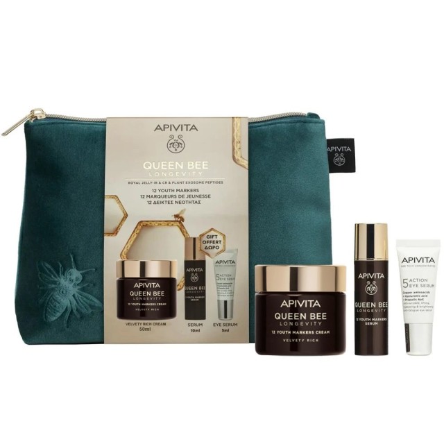 Apivita Promo Queen Bee Longevity Πλούσια Βελούδινη Κρέμα 50ml & Δώρο Ορός 10ml & 5 Action Eye Serum 5ml product photo