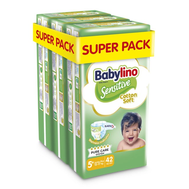 Babylino Sensitive Cotton Soft Super Pack Junior Plus Μέγεθος 5+ (12-17kg) 126 Πάνες product photo
