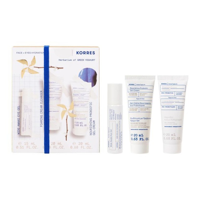 Korres Promo Wide Awake Eye Gel 15ml & Foaming Cream Clenser 20ml & Nourishing Probiotic Gel-Cream 20ml product photo