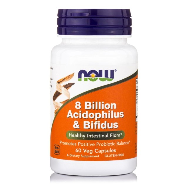 Now Foods 8 Billion Acidophilus & Bifidus Συμβάλλει στη Διατήρηση της Υγιούς Εντερικής Μικροβιακής Χλωρίδας 60caps product photo