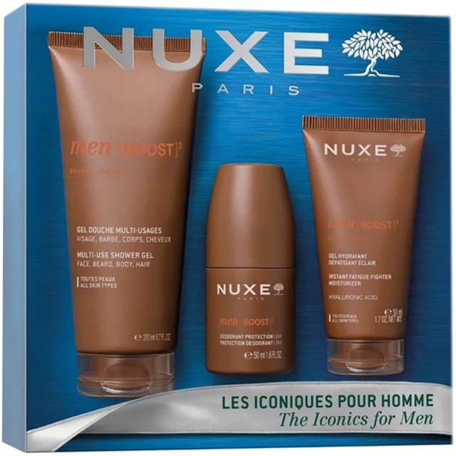 Nuxe Promo Xmas Set Men Σετ με Multi-Use Shower Gel 200ml & [Boost] 24h Protection Deodorant 50ml & [Boost] Instant Fatigue-Fighter Moisturizer Gel 50ml product photo
