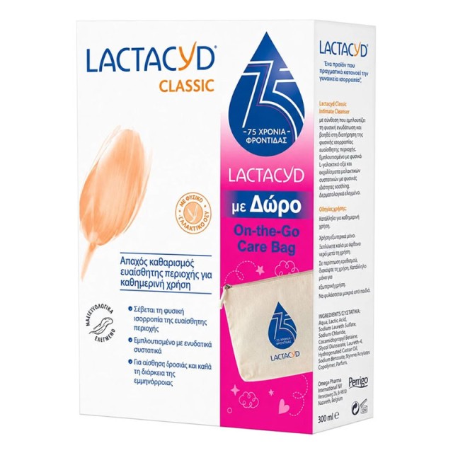 Lactacyd Promo Classic Intimate Washing Lotion Καθαριστικό Ευαίσθητης Περιοχής 300ml & Δώρο On The Go Care Bag 1τεμ product photo