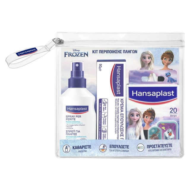 Hansaplast Promo Wound Spray 100ml & Healing Ointment Cream 50gr & Frozen Strips 20τεμ & Δώρο Νεσεσέρ product photo