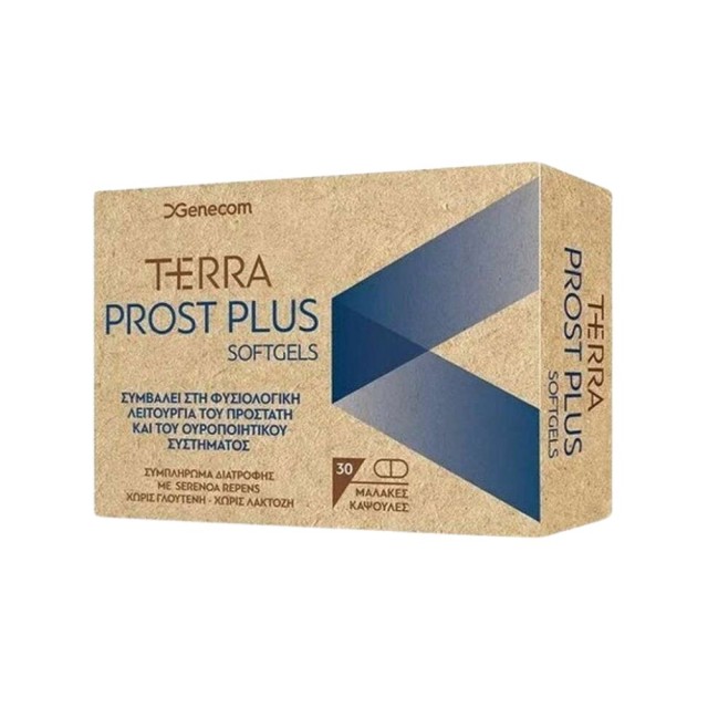 Genecom Terra Prost Plus Συμπλήρωμα Διατροφής για τη Σωστή Λειτουργία του Ουροποιητικού Συστήματος 30 Μαλακές Κάψουλες product photo