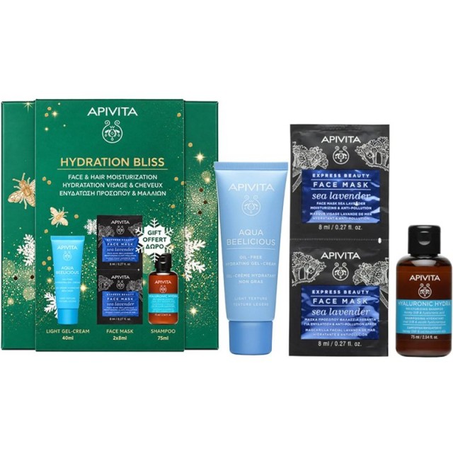 Apivita Promo Hydration Bliss Aqua Beelicious Oil-Free Κρέμα-Gel Ελαφριάς Υφής 40ml & Δώρο Μάσκα Θαλάσσια Λεβάντα 2x8ml & Σαμπουάν 75ml product photo