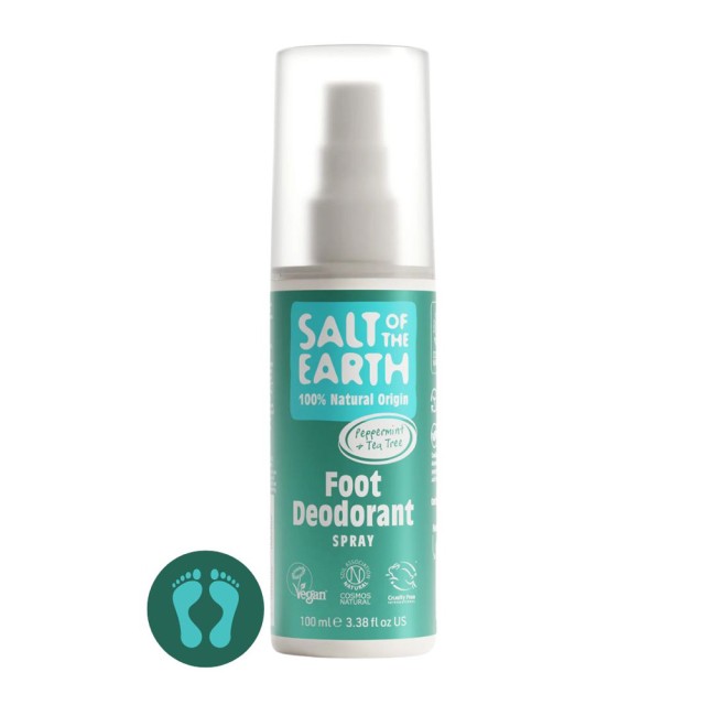 Salt of the Earth Vegan Natural Foot Deodorant Spray Tea Tree Αποσμητικό Σπρέι Ποδιών 100ml product photo