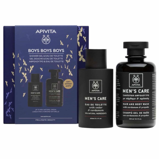 Apivita Promo Boys Boys Boys Mens Care Eau de Toilette with Cedar & Cardamom 100ml & Δώρο Shampoo, Shower Gel with Cardamom & Propolis 250ml product photo