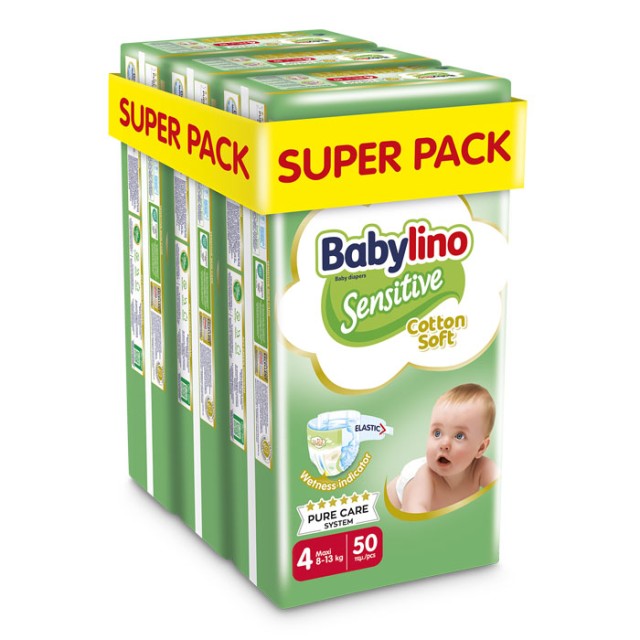 Babylino Sensitive Cotton Soft Super Pack Maxi Μέγεθος 4 (8-13kg) 150 Πάνες product photo