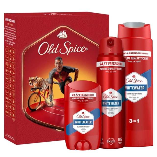 Old Spice Promo Whitewater for Men Deodorant Stick 50ml & Deodorant Body Spray 150ml & Shower - Shampoo Gel 250ml product photo