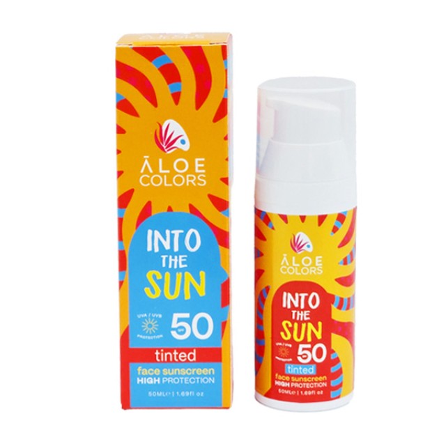 Aloe Colors Into The Sun Face Sunscreen Tinted Αντηλιακή Κρέμα Προσώπου με Χρώμα SPF50 50ml product photo