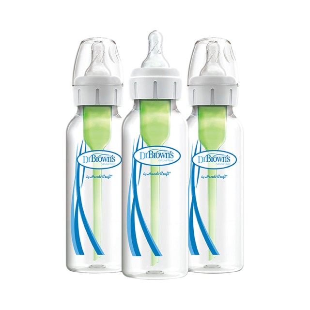 Dr. Browns Options+ Anti-Colic Bottle 3m+ Πλαστικό Μπιμπερό με Στενό Λαιμό Μπλε 3x250ml (2 + 1 ΔΩΡΟ) - SB81005 product photo
