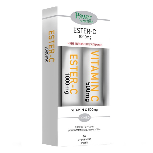 Power Health Power of Nature Ester-C 1000mg Stevia 20 Tabs + Δώρο Vitamin C 500 mg 20 eff. tabs product photo