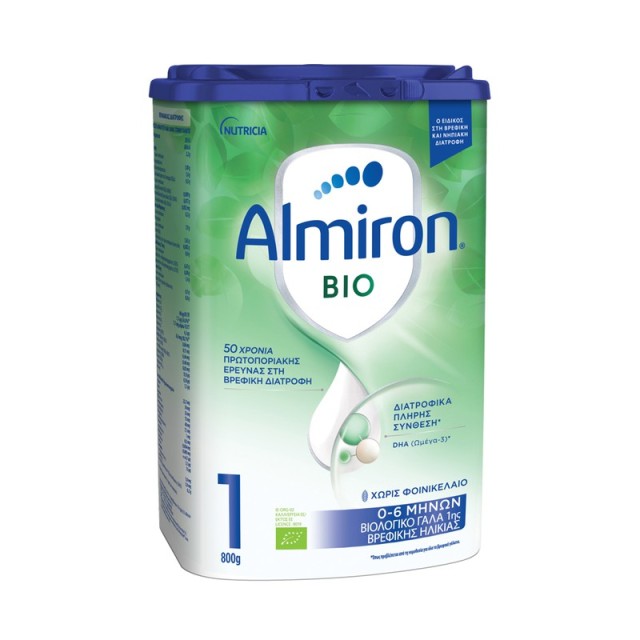 Nutricia Almiron Bio 1 Βιολογικό Γάλα 1ης Βρεφικής Ηλικίας Από 0-6 Μηνών 800gr product photo