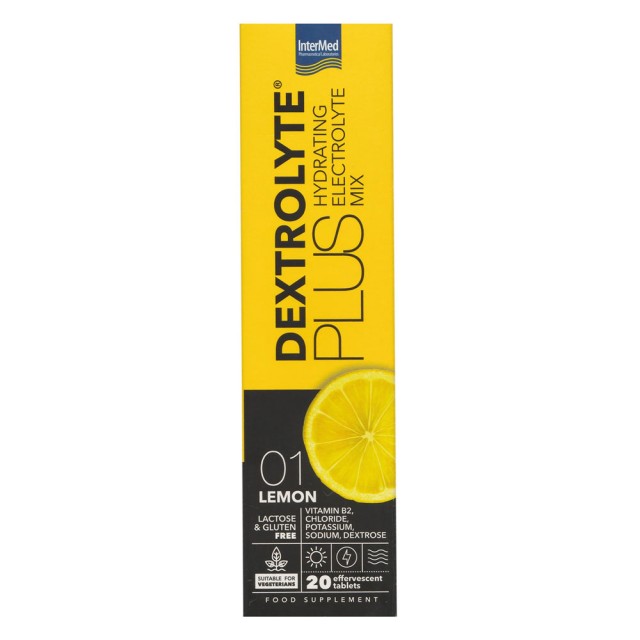 Intermed Dextrolyte Plus Hydrating Electrolyte Mix 01 Lemon 20 Effer.tabs product photo