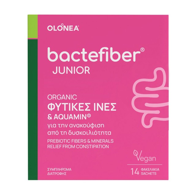 Olonea Bactefiber Junior Organic Συμπλήρωμα Διατροφής με Φυτικές Ίνες για την Ανακούφιση της Παιδικής Δυσκοιλιότητας 14 φακελάκια product photo