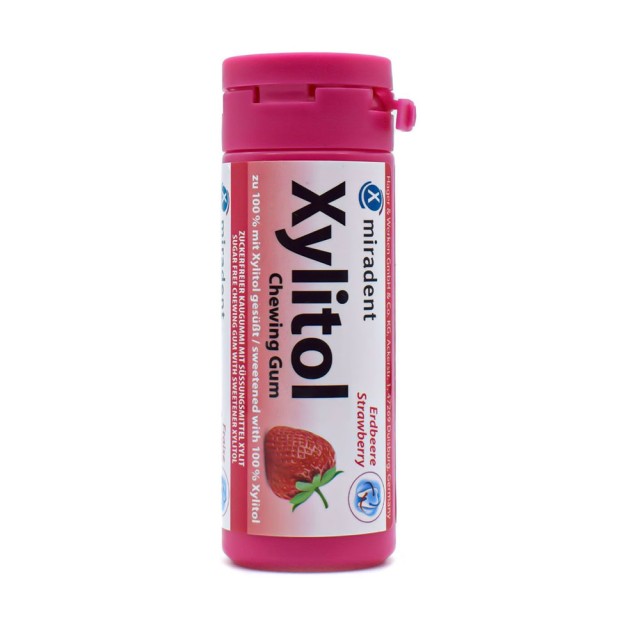 Miradent Xylitol Chewing Gum Kids Strawberry Τσίχλες Με Ξυλιτόλη Φράουλα 30τεμ product photo