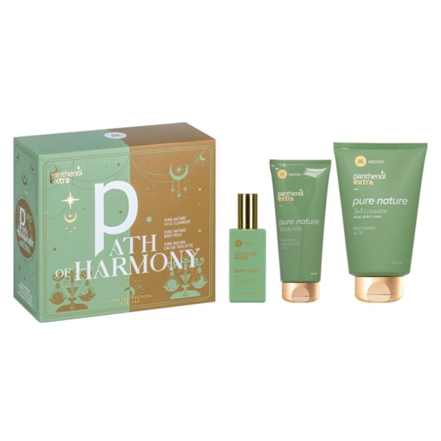 Medisei Panthenol Extra Promo Path of Harmony Pure Nature Nature 3in1 Cleanser 200ml & Pure Nature Body Milk 100ml & Pure Nature Eau De Toilette 50ml product photo