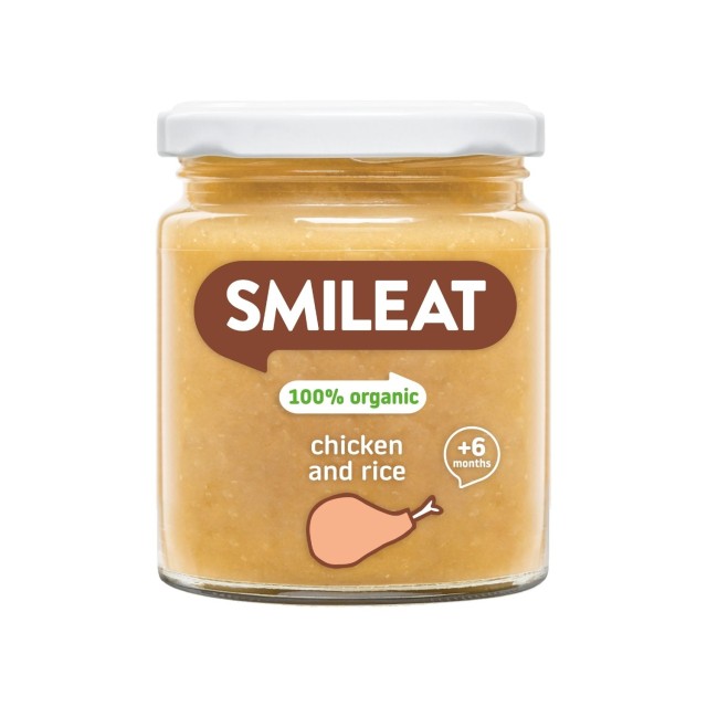 Smileat Organic Small Jar Βιολογικό Βρεφικό Γεύμα με Ρύζι, Κοτόπουλο & Αρακά, Χωρίς Γλουτένη από τον 6ο Μήνα 230gr product photo
