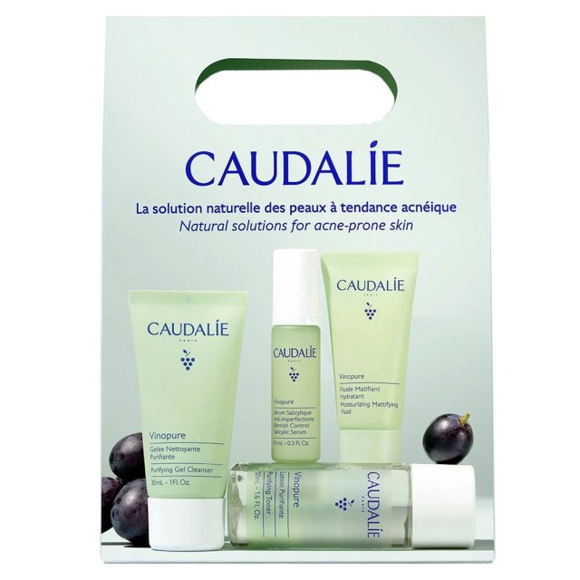 Caudalie Promo Vinopure Purifying Cleanser Gel 30ml & Toner 50ml & Blemish Control Salicylic Serum 10ml & Moisturizing Mattifying Fluid 15ml product photo