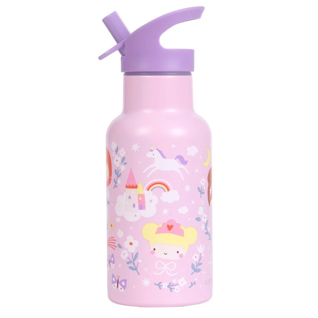 A Little Lovely Company Drink Bottle Θερμός-Μπουκάλι με Καλαμάκι & Διπλό Τοίχωμα από Ανοξείδωτο Ατσάλι Princesses 350ml product photo