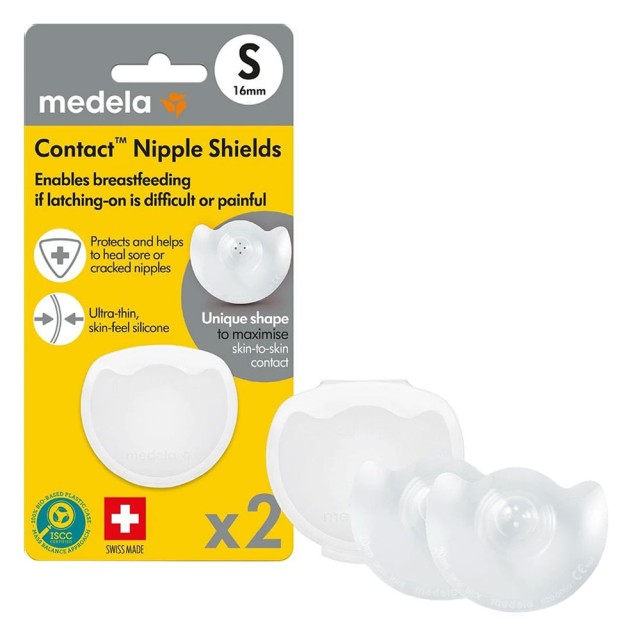 Medela Contact Nipple Shields Ψευδοθηλές Σιλικόνης S (16mm) με Θήκη 2τεμ product photo