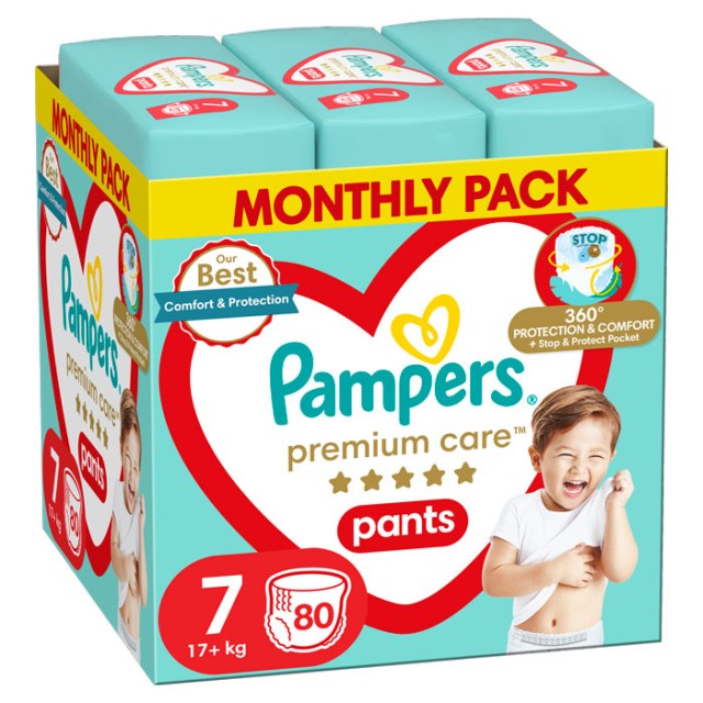 Pampers Monthly Pack Premium Care Pants Μέγεθος 7 (17kg+) 80 Πάνες-Βρακάκι product photo
