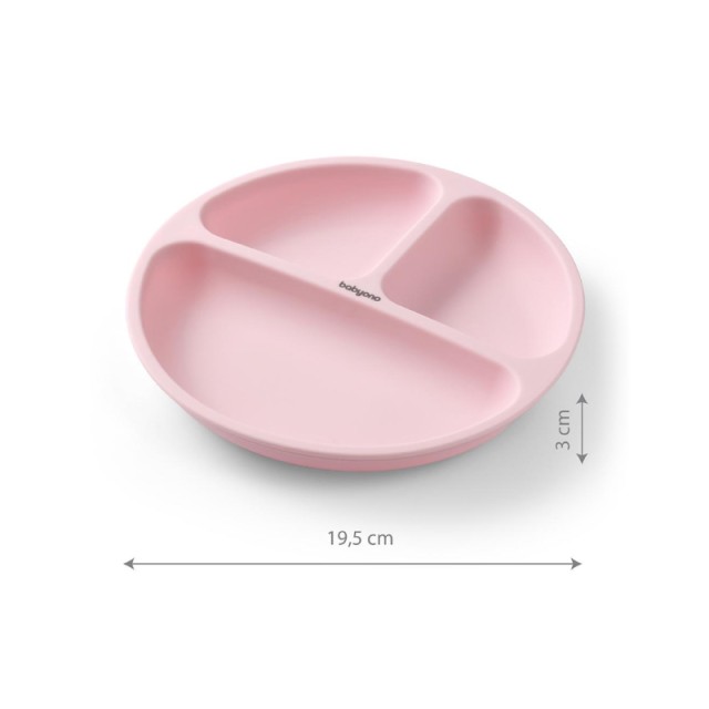 Babyono Πιάτο Σιλικόνης Με Βεντούζες Και Χωρίσματα Ροζ 6m+ product photo