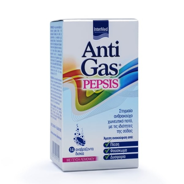 Intermed AntiGas Pepsis Ανθρακούχο Χωνευτικό Ποτό με Γεύση Λεμόνι 14 Αναβράζοντα Δισκία product photo
