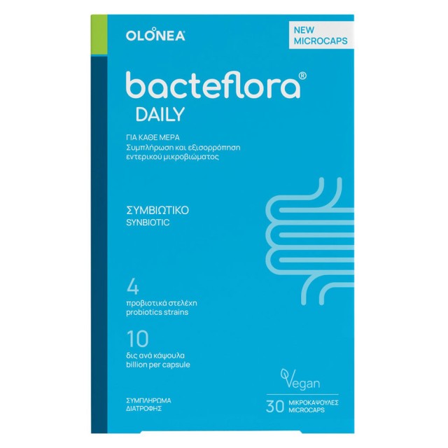 Olonea Bacteflora Daily Synbiotic Συμπλήρωμα Διατροφής Για Τη Συμπλήρωση Του Εντερικού Μικροβιώματος 30veg.caps product photo