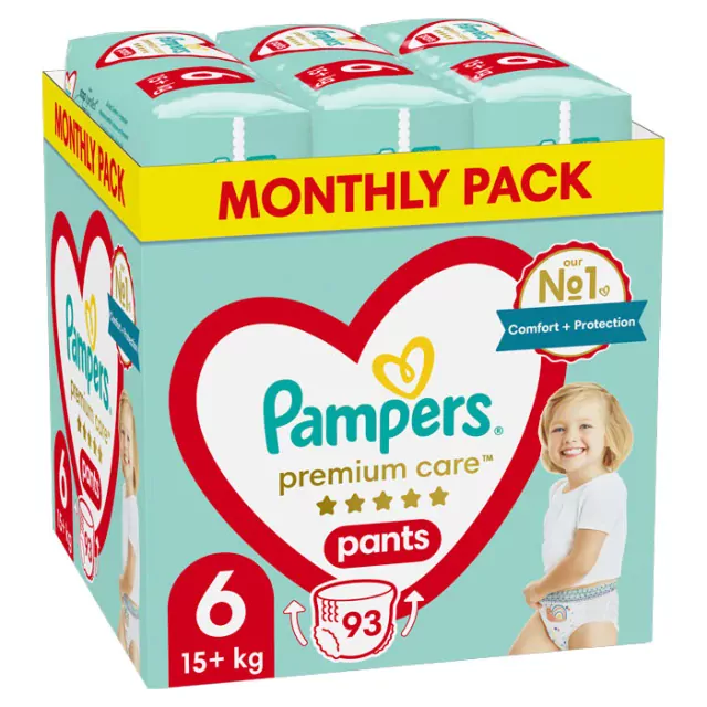 Pampers Monthly Pack Premium Care Pants Μέγεθος 6 (15kg+) 93 Πάνες-Βρακάκι product photo